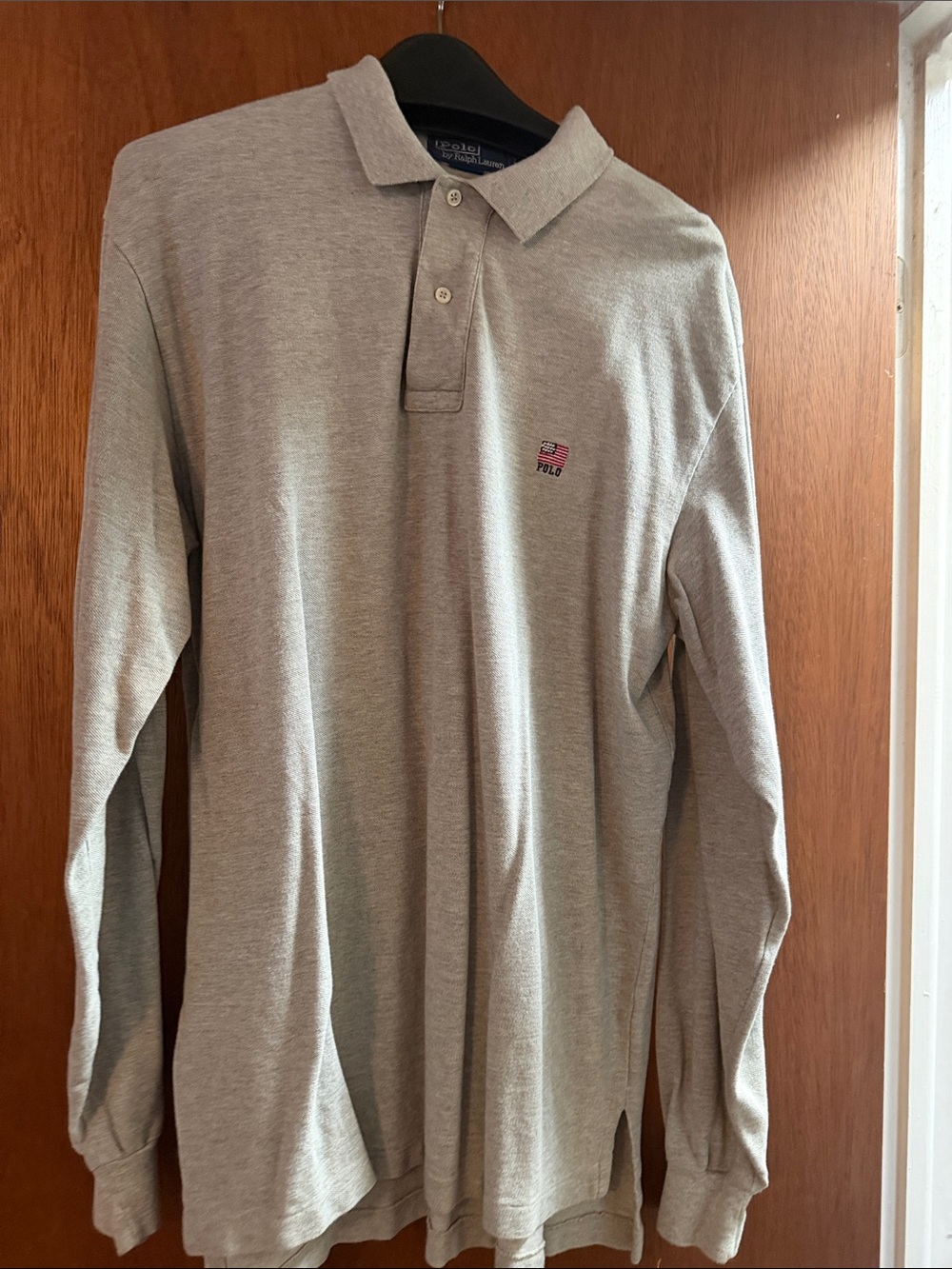 Ralph Lauren Long-Sleeve Polo Shirt in Light Gray